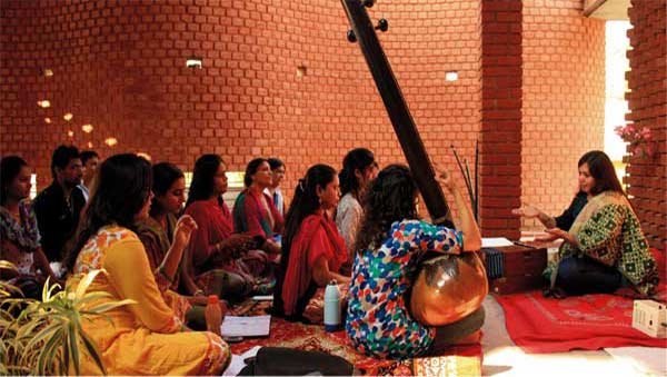 Students learning Indian Classical Vocal Music
